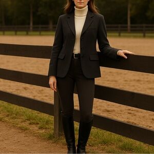 L.L. Bean Vintage Women's Charcoal Blazer Wool Equestrian Country Classic 10P